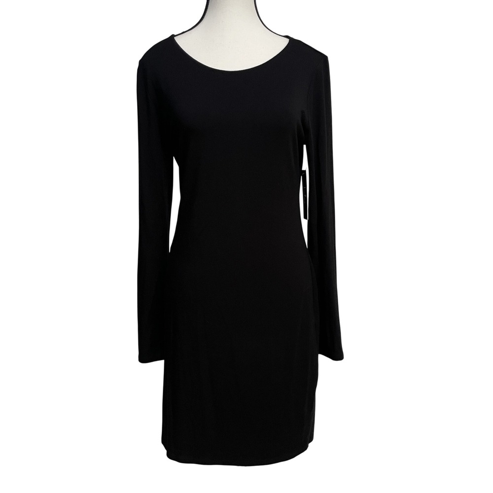 Lulus Long Sleeve Bodycon Dress Womens Large Black Minimalist Capsule Classic‎